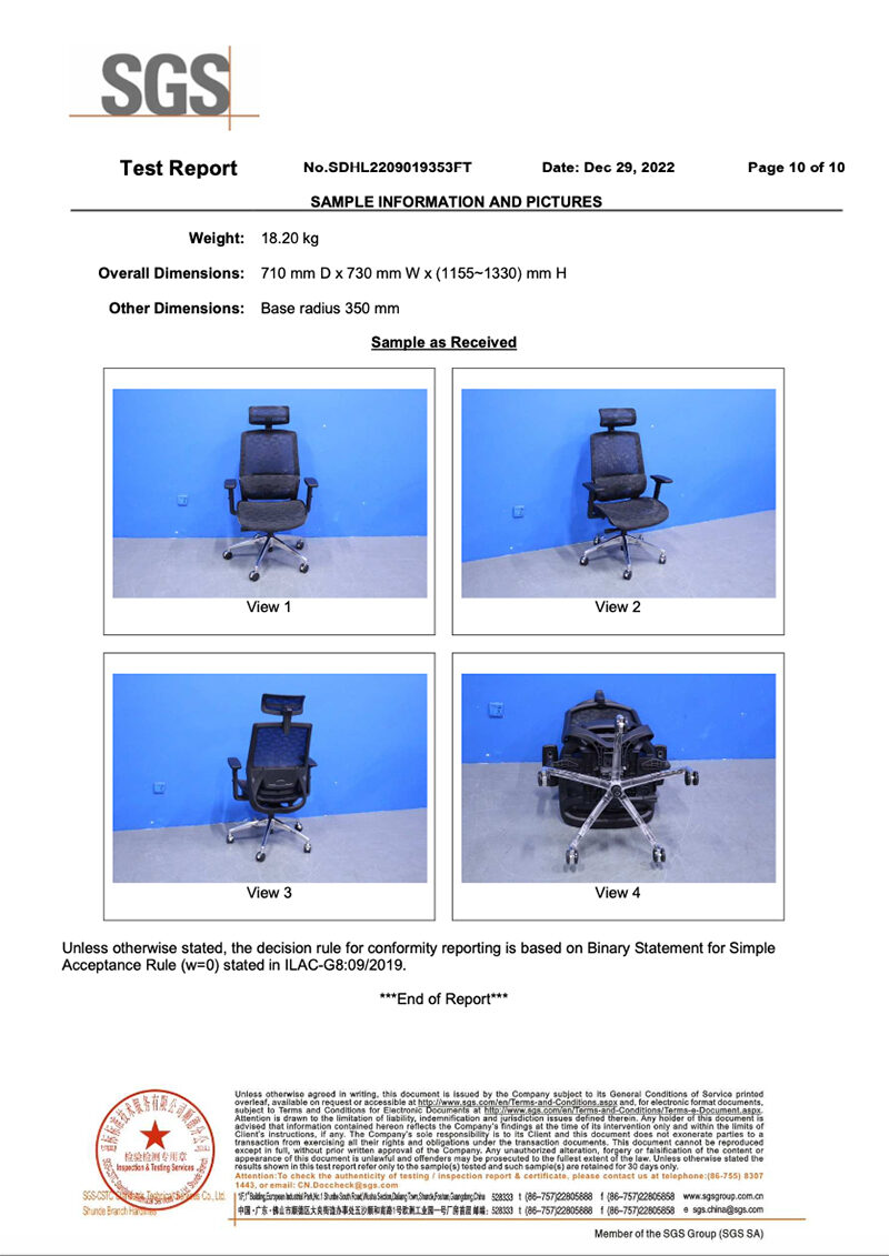 Giay chung nhan BIFMA ghe cong thai hoc B 103F 16L