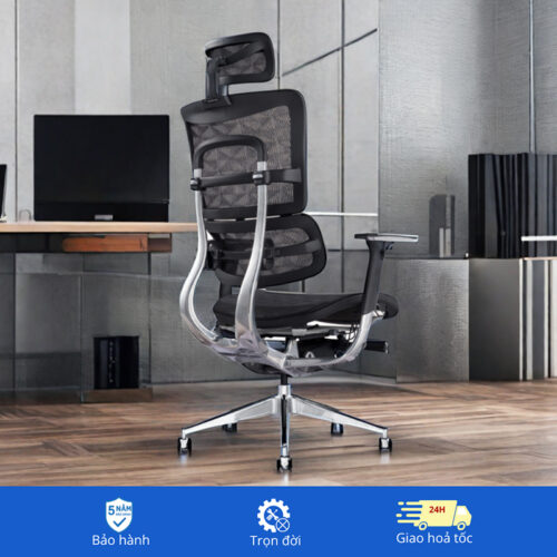 Ghế công thái học BC-801V1(có để chân) khung nhôm đúc nguyên khối