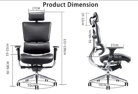 Kích thước tiêu chuẩn của ghế công thái học văn phòng 