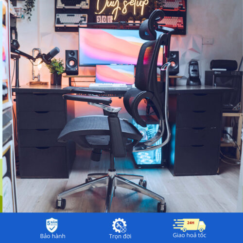 Ghế lưới công thái học B-1018D tựa tay 5D khung và chân nhôm đúc nguyên khối