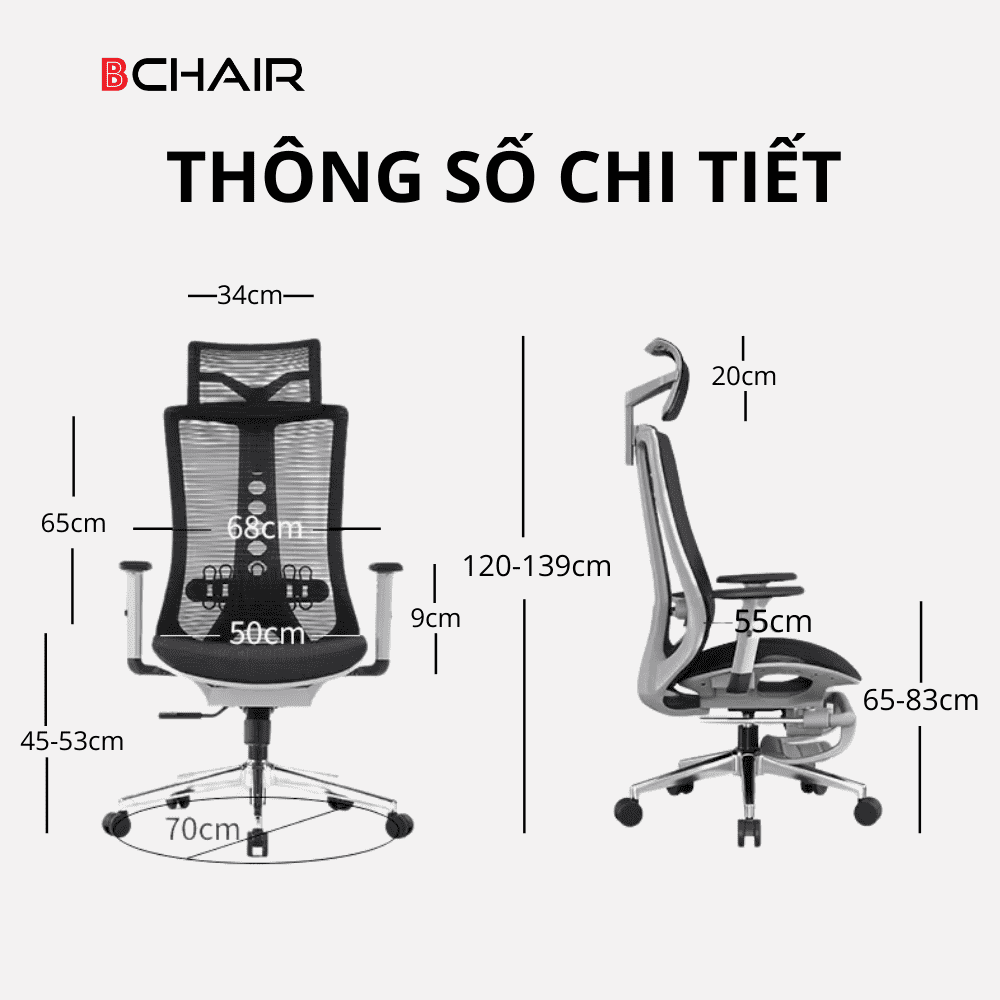 Ghế Công thái học B-201 ghi