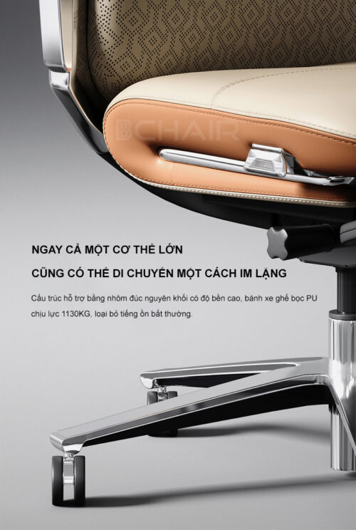 Ghế lãnh đạo da bò Nappa cao cấp B-007AF-35L màu vàng be - Ảnh 17