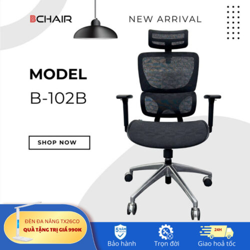 Ghế công thái học Ergonomic B-102B chân nhôm đúc nguyên khối