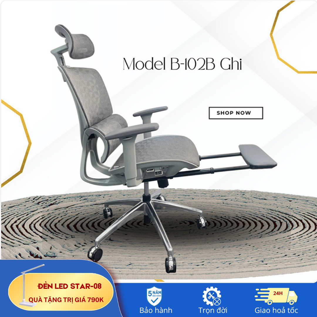 Ghế Công Thái Học B 102B 16L Ghi