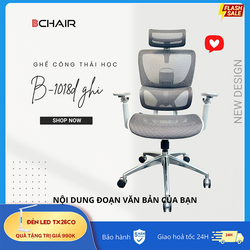 Ghế Công Thái Học B 1018D Ghi