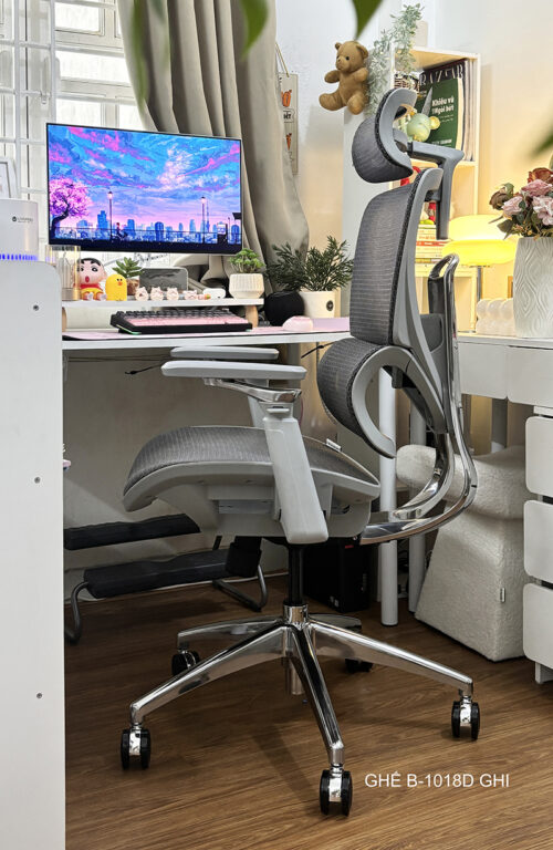 Ghế công thái học B1018D Ghi Đẹp 1