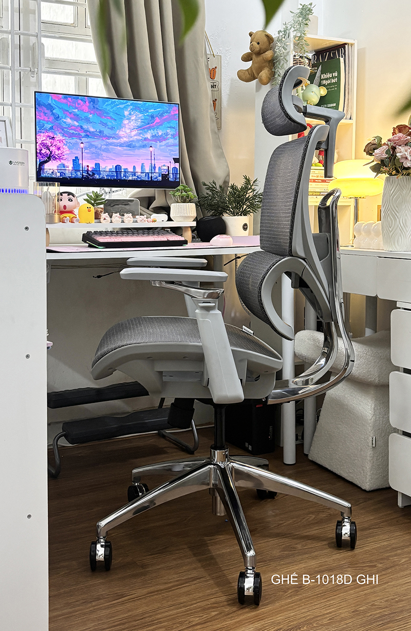 Ghế công thái học B1018D Ghi Đẹp 1
