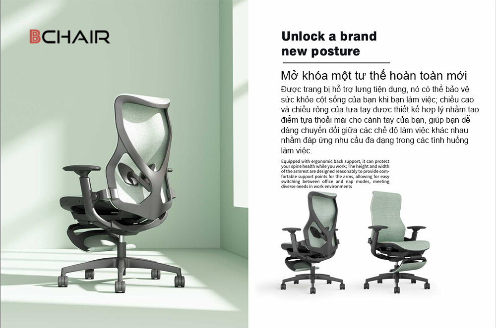 Ghế công thái học M6F-16L có kê chân 16 Ghế xoay văn phòng Dream6 ảnh 04