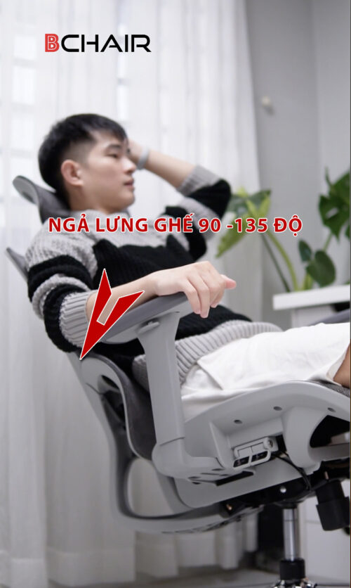 Ghế công thái học Ergonomic B-102A chân kim loại mạ crom - Ảnh 8