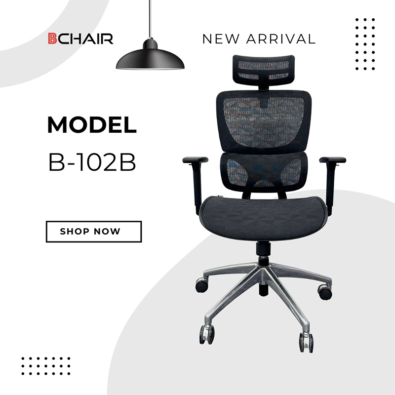 Ghế công thái học B-102B black chân hợp kim nhôm
