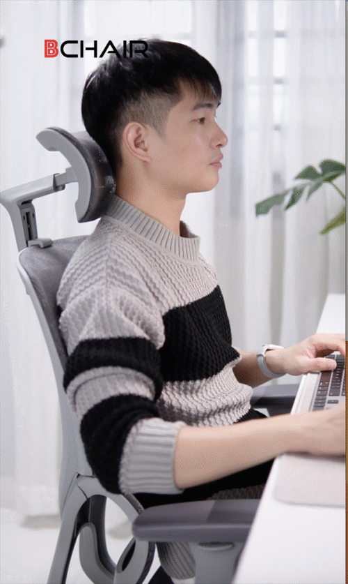 Ghế công thái học Ergonomic B-102A chân kim loại mạ crom - Ảnh 11