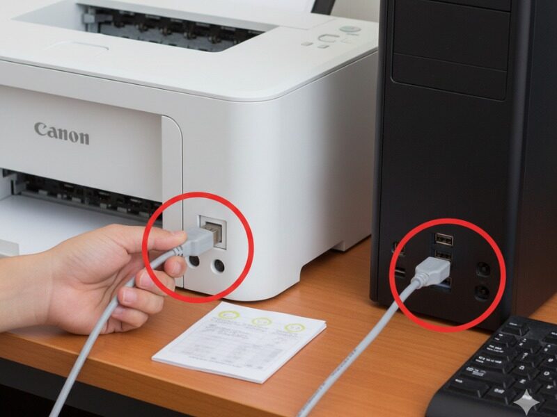 Rút và cắm lại dây USB 2 đầu 