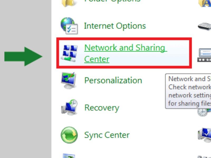 Trong Control Panel chọn Network and Internet