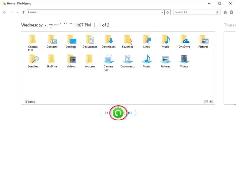 Nhấn nút Restore (biểu tượng mũi tên xanh) để khôi phục file
