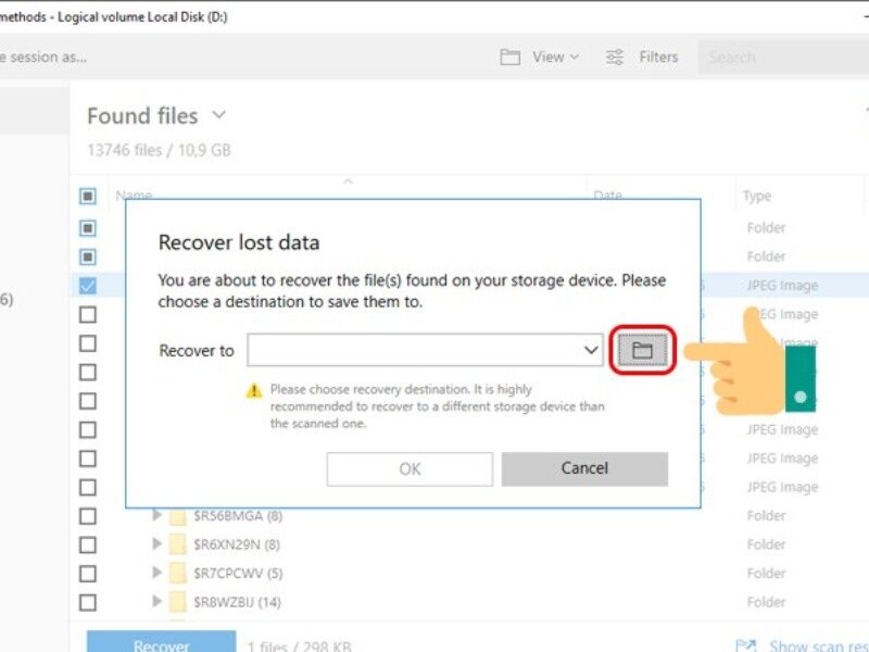 Chọn Recover để khôi phục file