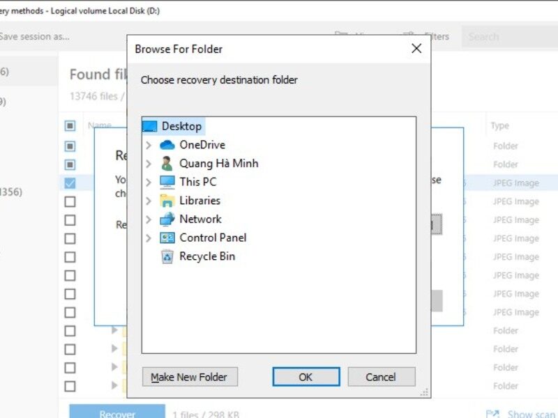 Khi quá trình phục hồi hoàn tất, phần mềm sẽ thông báo file đã được khôi phục thành công