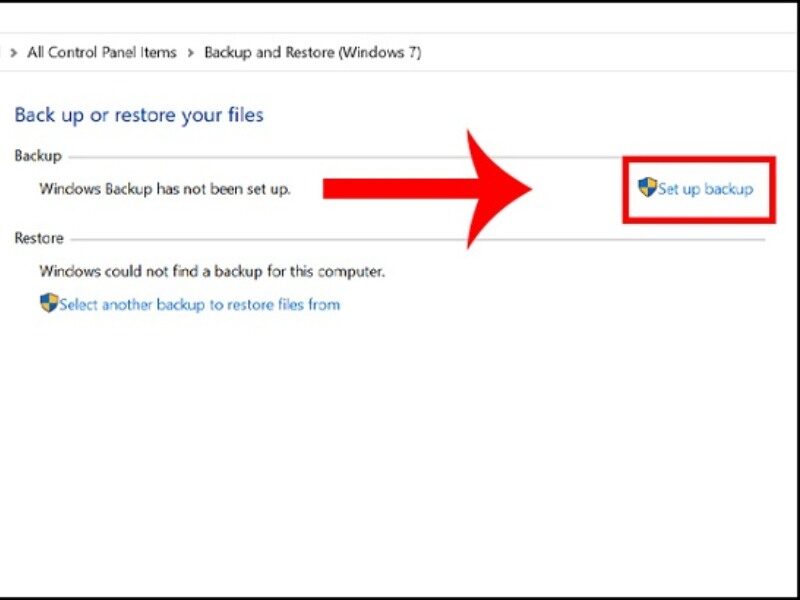 Nhấn Set up backup để bắt đầu thiết lập sao lưu
