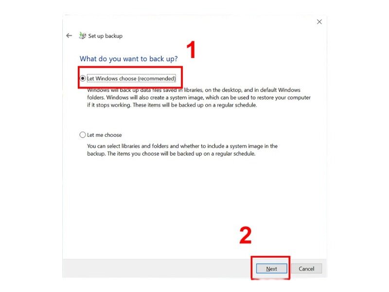 Chọn Let Windows choose