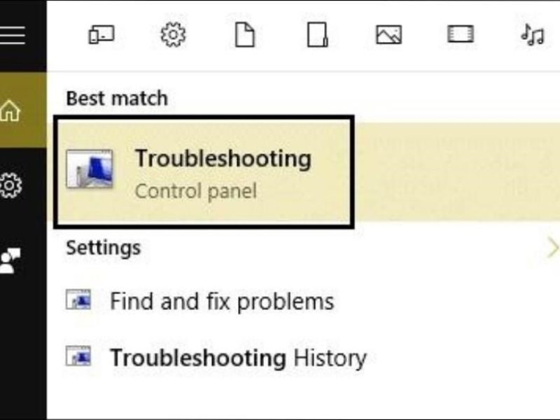 Nhập troubleshooting vào thanh Tìm kiếm