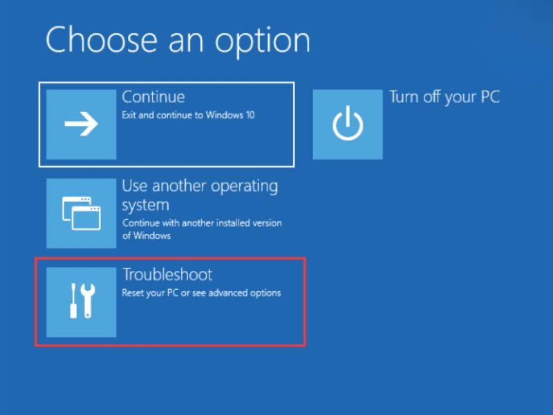Nhấn và giữ phím Shift rồi chọn Restart để vào giao diện Safe Mode