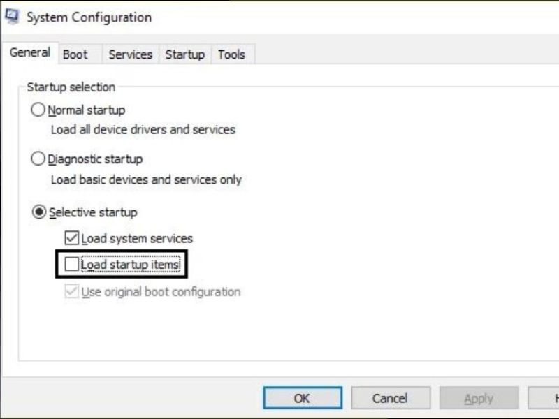 Thực hiện khởi động dạng clean boot