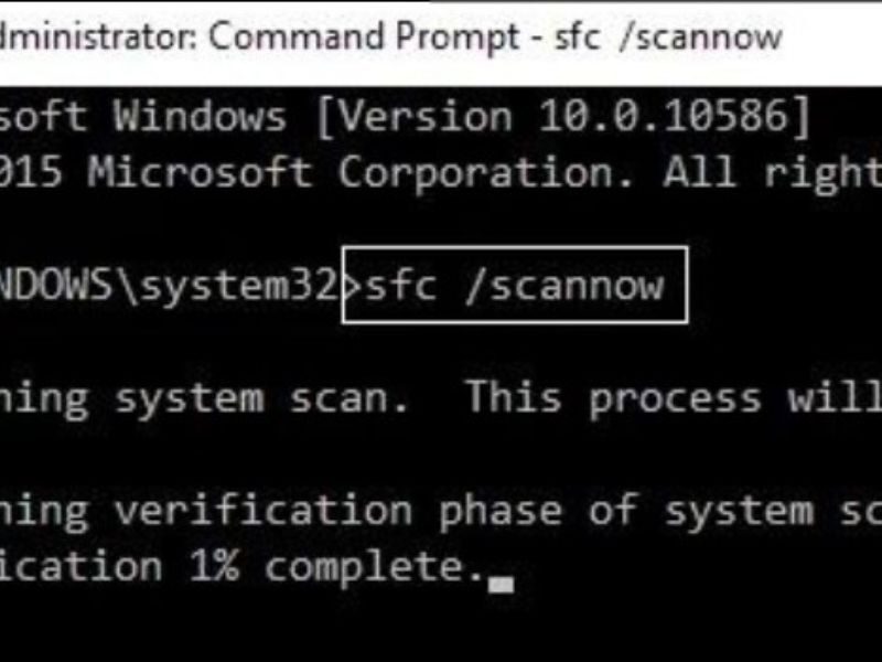Nhập lệnh “SFC /scannow”