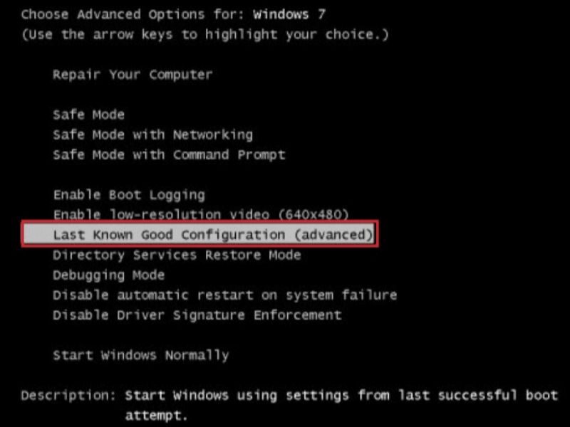 Bạn có thể sử dụng Advanced Boot Options để cải thiện tình trạng máy tính bị treo 