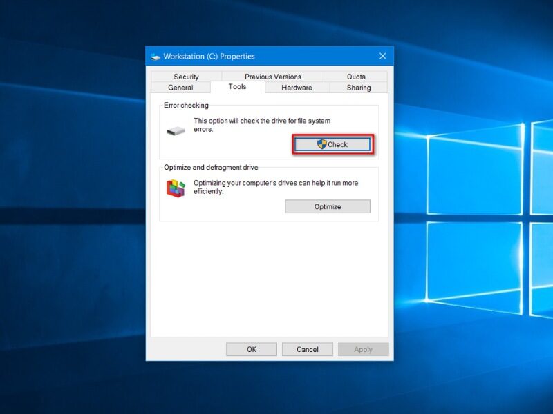 Chọn Check Scan Driver để kiểm tra lỗi ổ cứng 