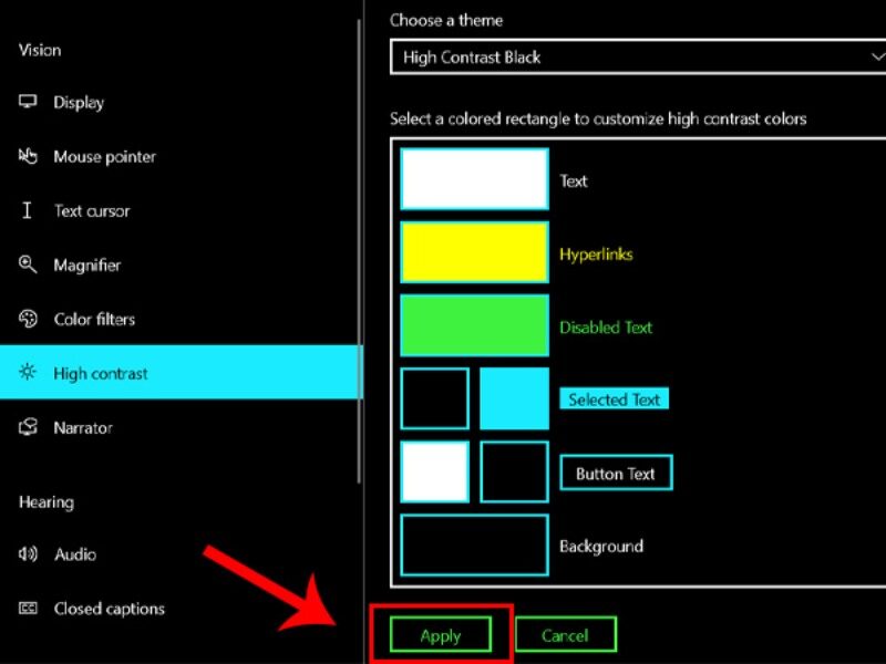 Nhấn Apply để lưu thay đổi 