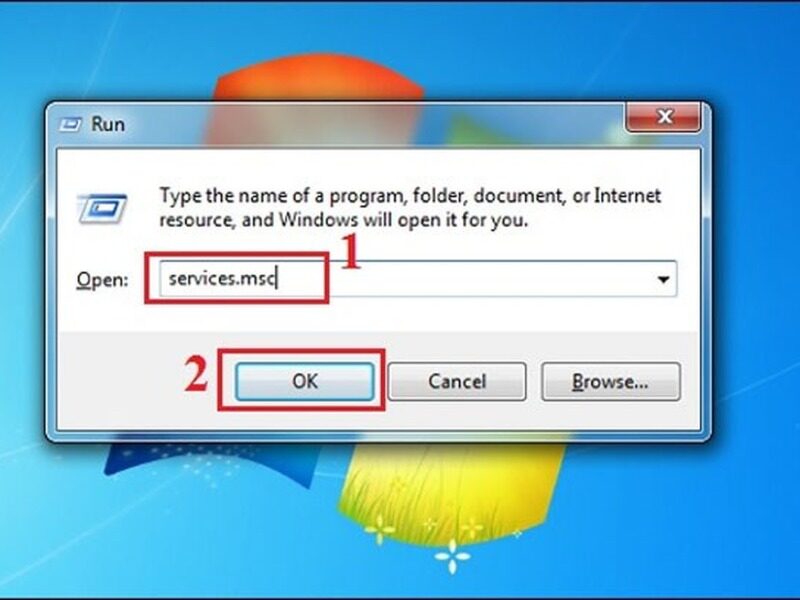 Nhập services.msc và nhấn OK 