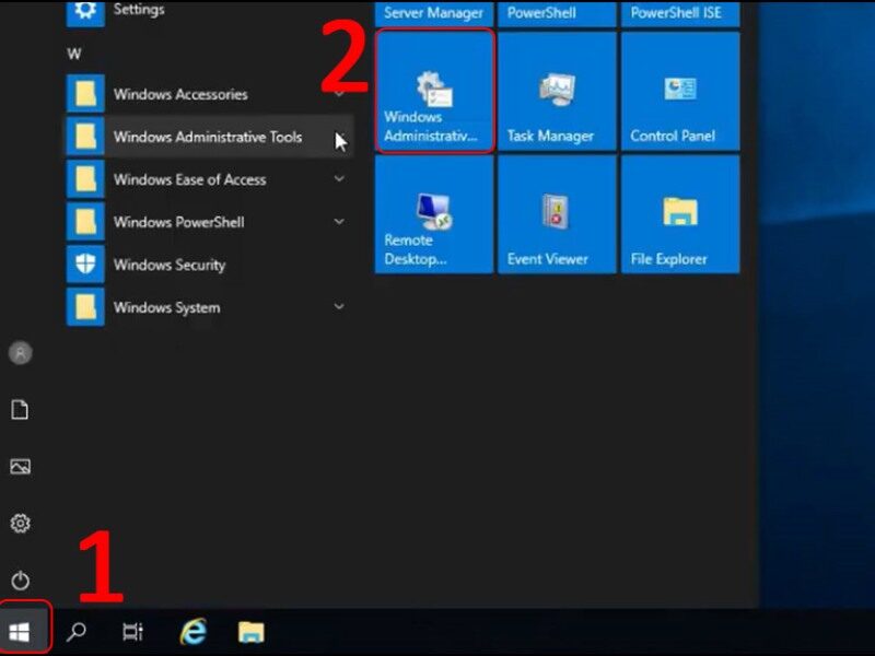 Chọn Windows Administrative Tools