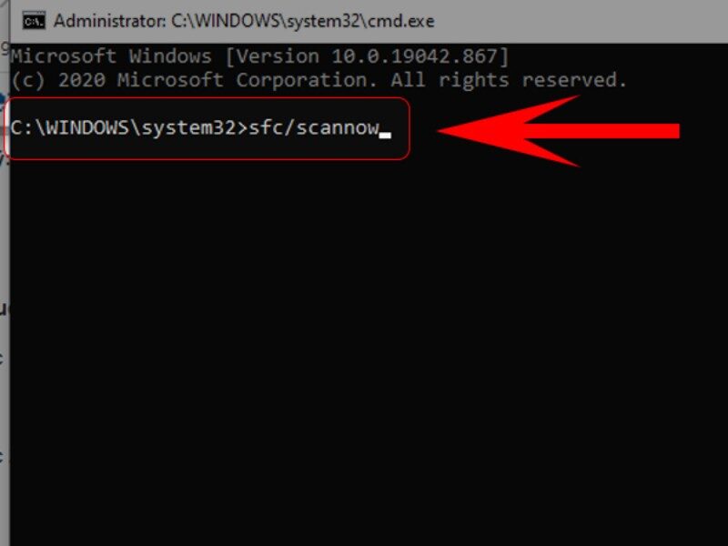 Trong cửa sổ Command Prompt, nhập lệnh sfc /scannow
