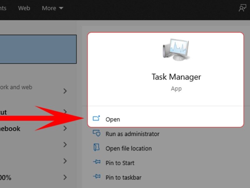 Nhấn tổ hợp phím Windows + S để mở thanh tìm kiếm và chọn Task Manager