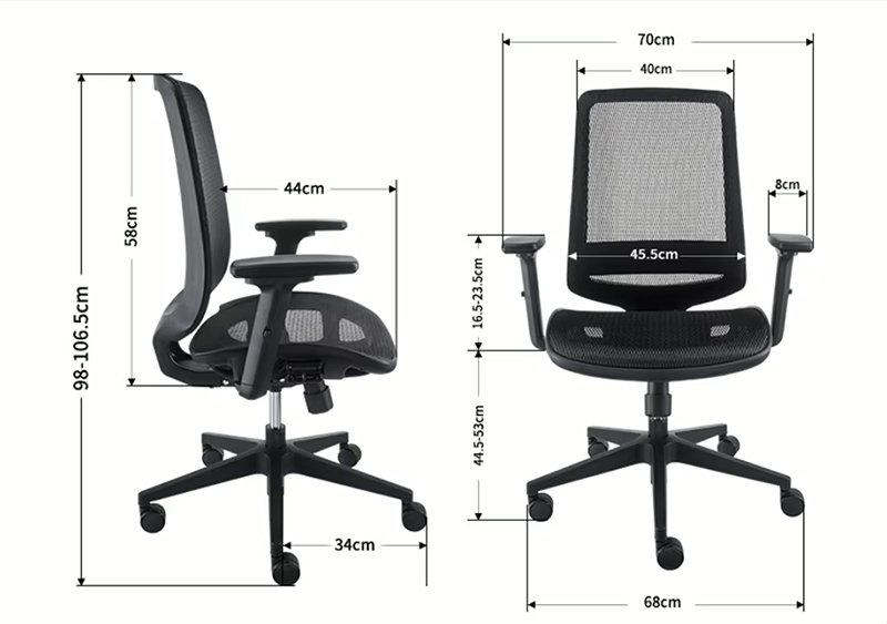 Ghế nhân viên văn phòng BC-406 32 Kích thước của ghế nhân viên văn phòng cao cấp BC-406V1