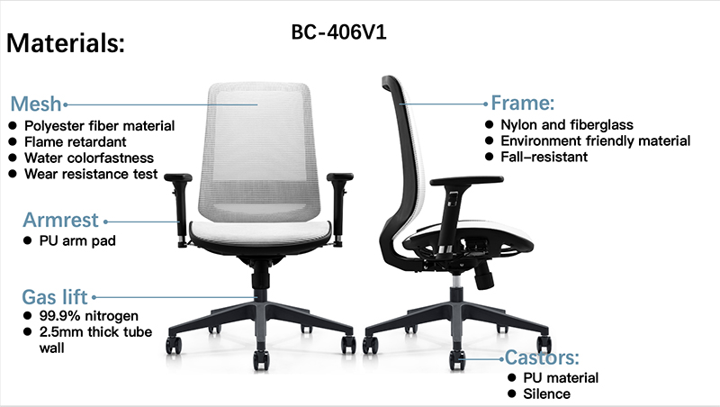Ghế nhân viên văn phòng BC-406 23 Vật liệu của ghế nhân viên văn phòng BC-406V1
